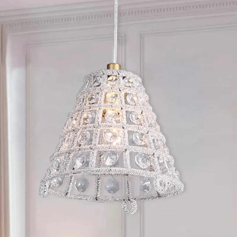 Cone Cage plafond hanglamp modernistische kristallen kraal 1 lamp slaapkamer slingerlamp goud Clearhalo