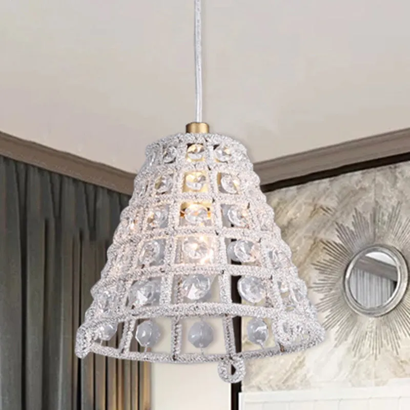 Cone Cage plafond hanglamp modernistische kristallen kraal 1 lamp slaapkamer slingerlamp goud Clearhalo