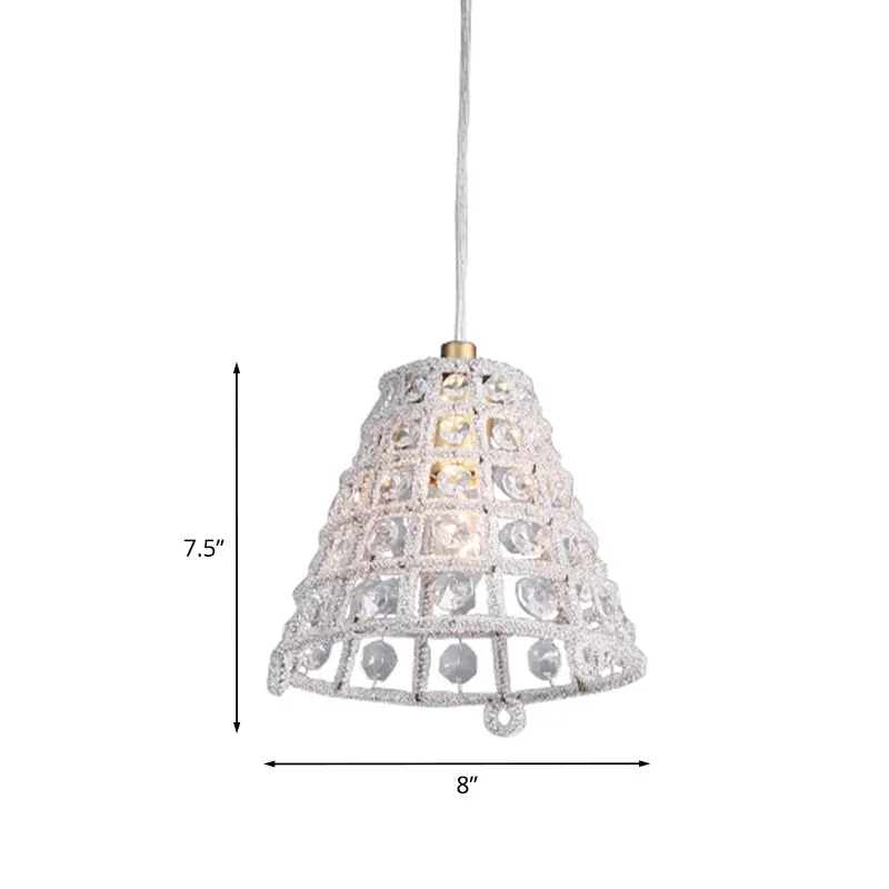 Cone Cage plafond hanglamp modernistische kristallen kraal 1 lamp slaapkamer slingerlamp goud Clearhalo