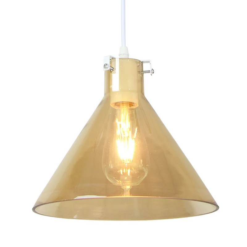 Cone Eetkamer Hanglamp Amberglas 1 Kop Modernistische Plafondophanglamp Clearhalo