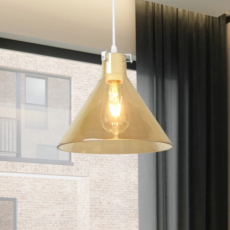 Cone Eetkamer Hanglamp Amberglas 1 Kop Modernistische Plafondophanglamp Clearhalo
