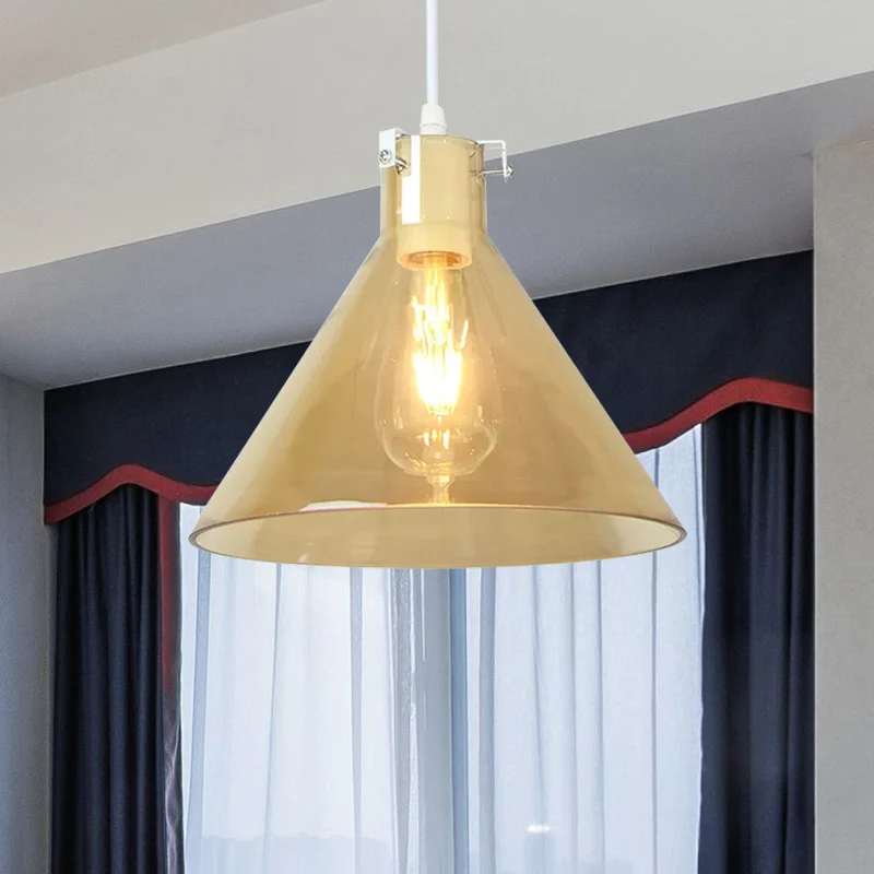 Cone Eetkamer Hanglamp Amberglas 1 Kop Modernistische Plafondophanglamp Clearhalo