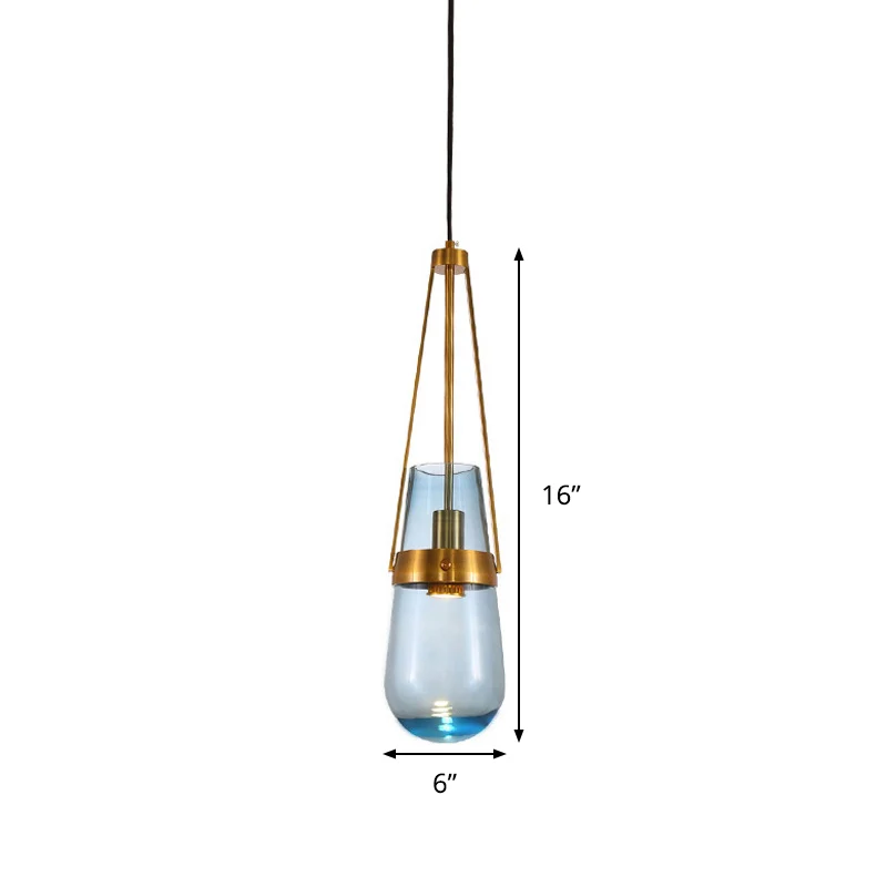 Cone hanglamp postmodern blauw/helder glas 1 slaapkamer hanglampset goud Clearhalo