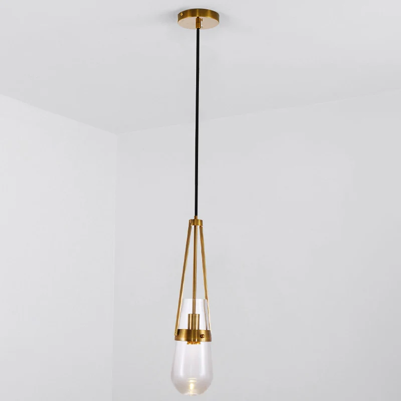 Cone hanglamp postmodern blauw/helder glas 1 slaapkamer hanglampset goud Clearhalo
