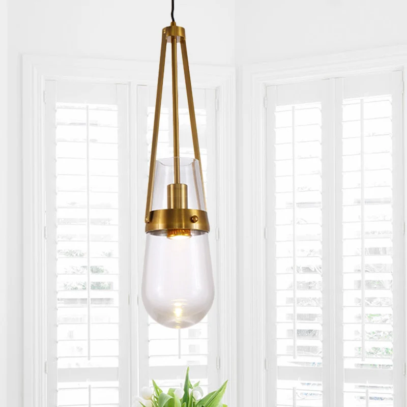 Cone hanglamp postmodern blauw/helder glas 1 slaapkamer hanglampset goud Clearhalo