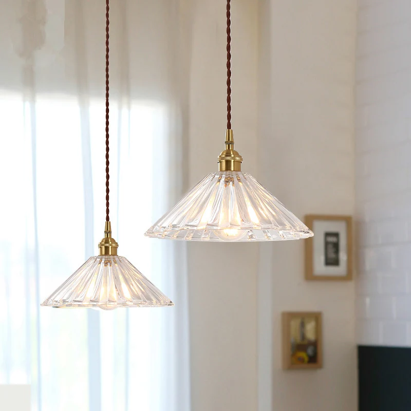 Cone helder geribbeld glas hanglamp Simplicity 1 lamp restaurant hanglamp Clearhalo