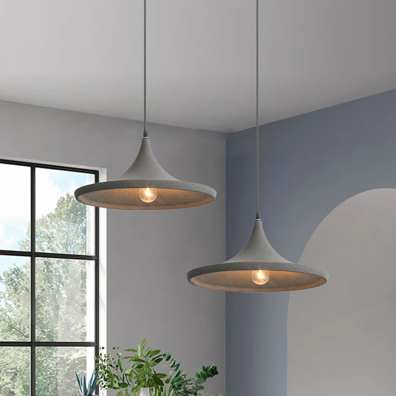 Cone Shade hanglamp Scandinavische stijl Cement 1 lichtgrijze hangende plafondlamp Clearhalo