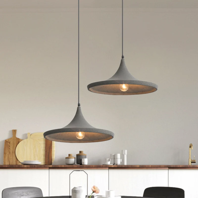 Cone Shade hanglamp Scandinavische stijl Cement 1 lichtgrijze hangende plafondlamp Clearhalo