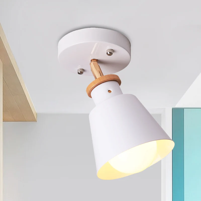Conisch inbouwverlichtingsarmatuur Minimalistisch ijzer 1-lamps semi-inbouwplafondlamp wit/groen met verstelbare stang Cle...