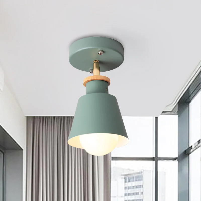 Conisch inbouwverlichtingsarmatuur Minimalistisch ijzer 1-lamps semi-inbouwplafondlamp wit/groen met verstelbare stang Cle...