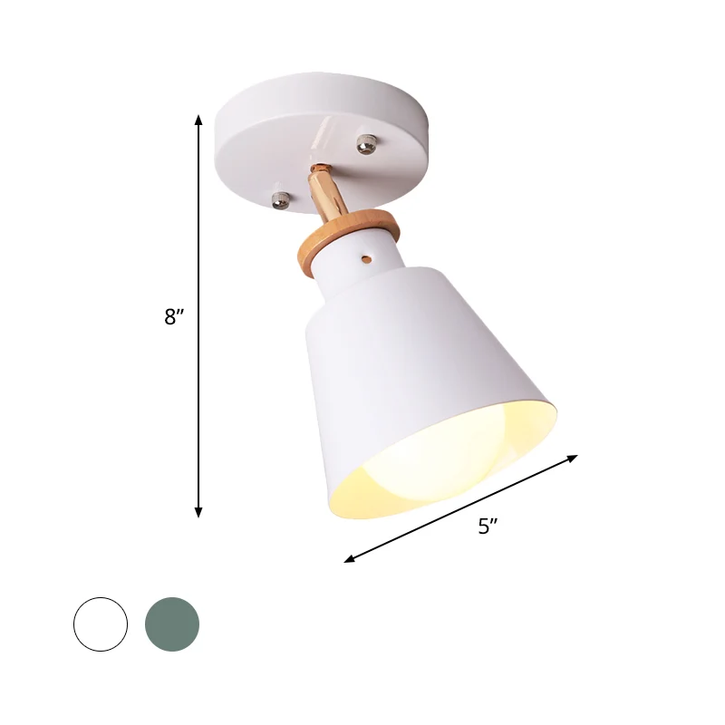 Conisch inbouwverlichtingsarmatuur Minimalistisch ijzer 1-lamps semi-inbouwplafondlamp wit/groen met verstelbare stang Cle...