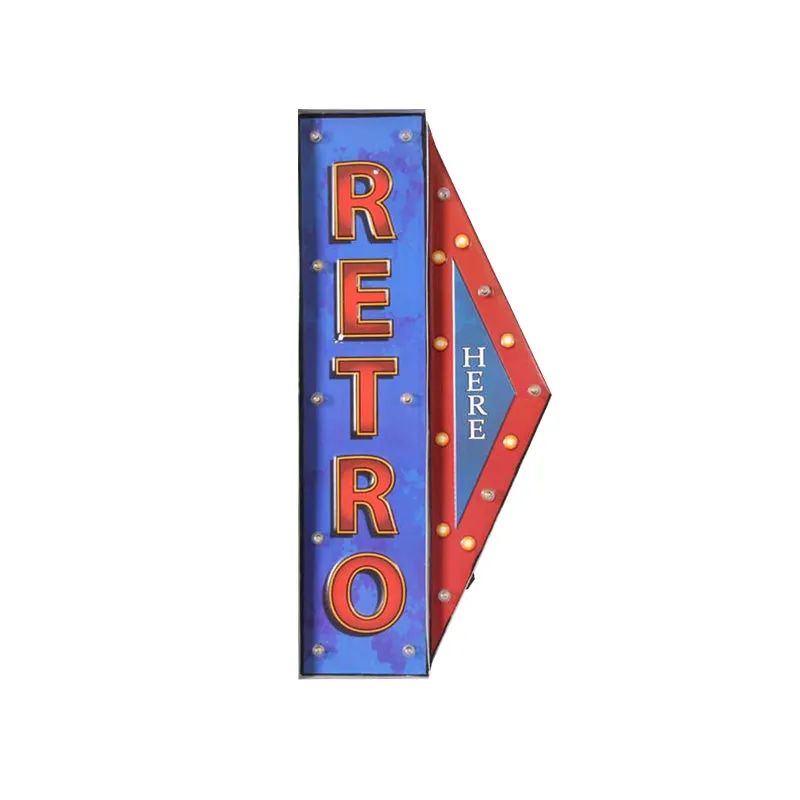 Conisch uithangbord Club wandlamp ijzer Vintage LED-nachtverlichting blauw en rood Clearhalo