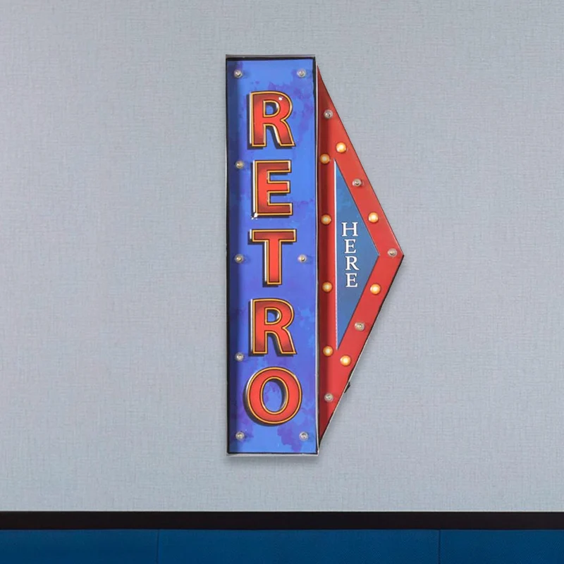 Conisch uithangbord Club wandlamp ijzer Vintage LED-nachtverlichting blauw en rood Clearhalo