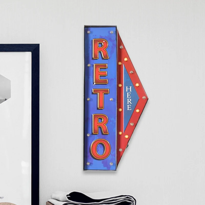 Conisch uithangbord Club wandlamp ijzer Vintage LED-nachtverlichting blauw en rood Clearhalo