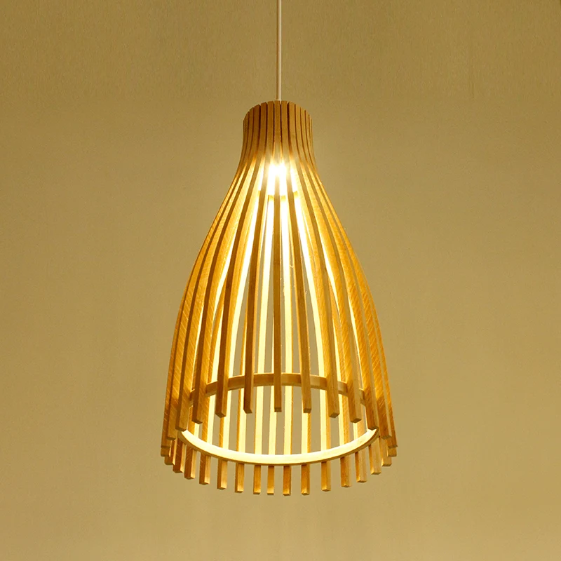 Conische Bamboe Strook Pendellamp Japanse 1-Licht Beige Hangende Plafondlamp voor Theehuis Clearhalo