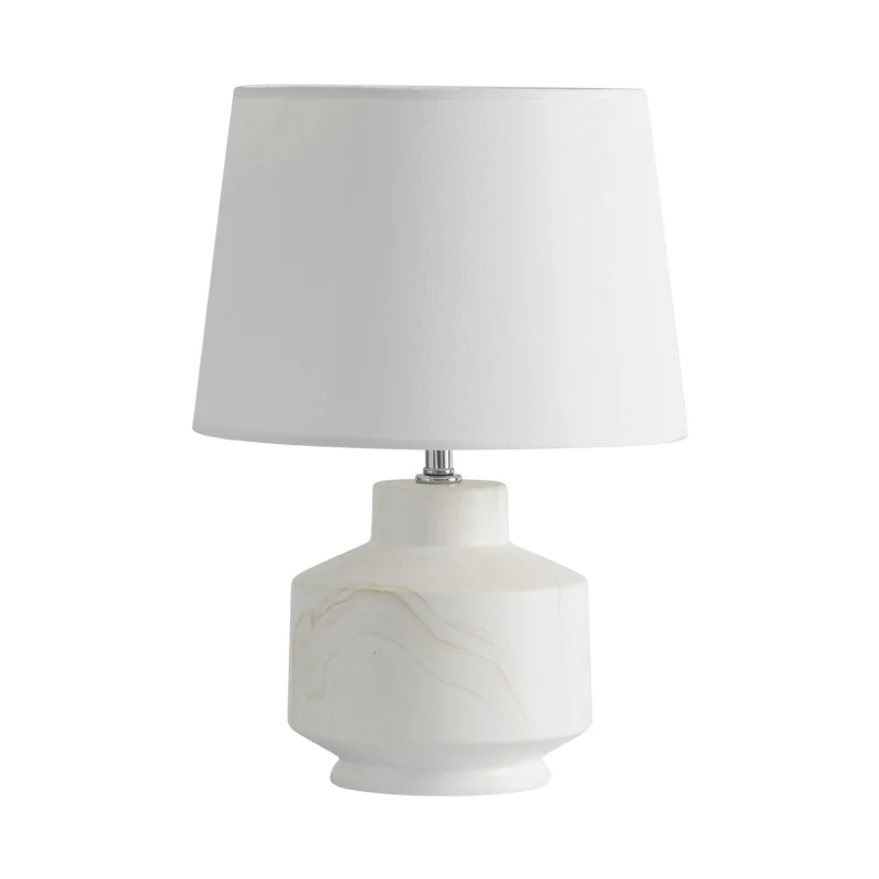 Conische stoffen nachtverlichting Eenvoud 1 kops tafellamp met witte afwerking en keramische voet Clearhalo