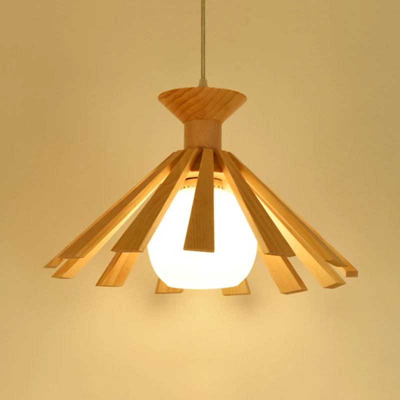 Cottage 1-lichts hanglamp opaal-matte open glazen bolhangende plafondlamp met taps toelopende houten kap Clearhalo