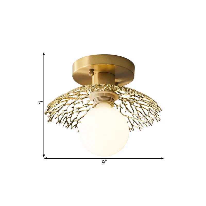 Cottage Cage Design inbouwlamp, metalen halfverzonken plafondlamp met enkele kop messing Clearhalo