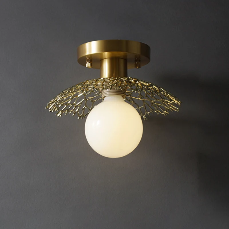 Cottage Cage Design inbouwlamp, metalen halfverzonken plafondlamp met enkele kop messing Clearhalo