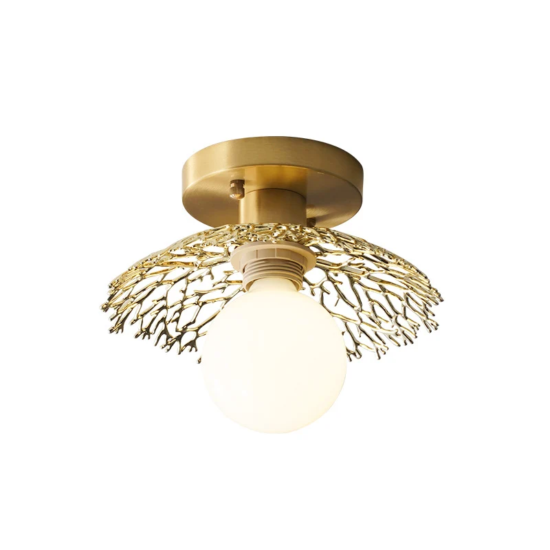 Cottage Cage Design inbouwlamp, metalen halfverzonken plafondlamp met enkele kop messing Clearhalo