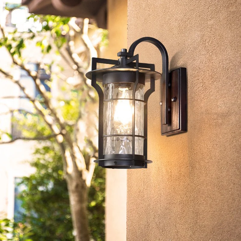 Country Cilinder Wandlamp Sconce 1 Lamp Helder Waterglas Wandmontage Lamparmatuur Zwart voor Hoek Clearhalo