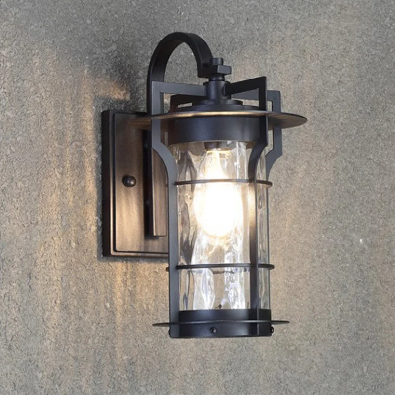 Country Cilinder Wandlamp Sconce 1 Lamp Helder Waterglas Wandmontage Lamparmatuur Zwart voor Hoek Clearhalo