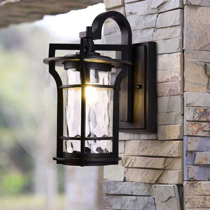 Country Cilinder Wandlamp Sconce 1 Lamp Helder Waterglas Wandmontage Lamparmatuur Zwart voor Hoek Clearhalo