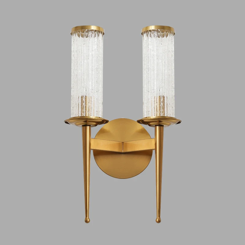 Crackle Glass Gold Wall Lighting Cilinder 1/2 Heads Vintage wandlamp met metalen rechte arm Clearhalo