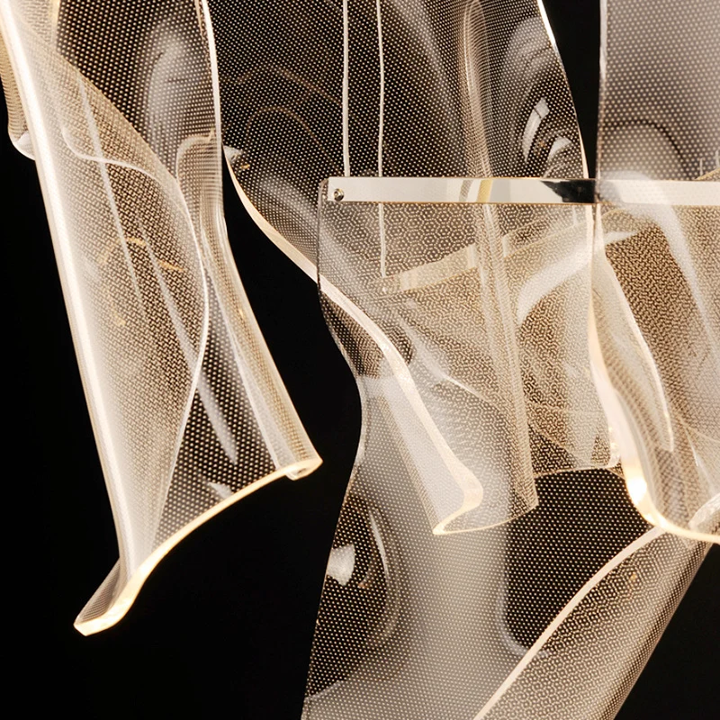 Creatieve minimalistische LED-plafondlamp met messing afwerking, op papier geïnspireerde multi-lichthanger met acrylkap Cl...