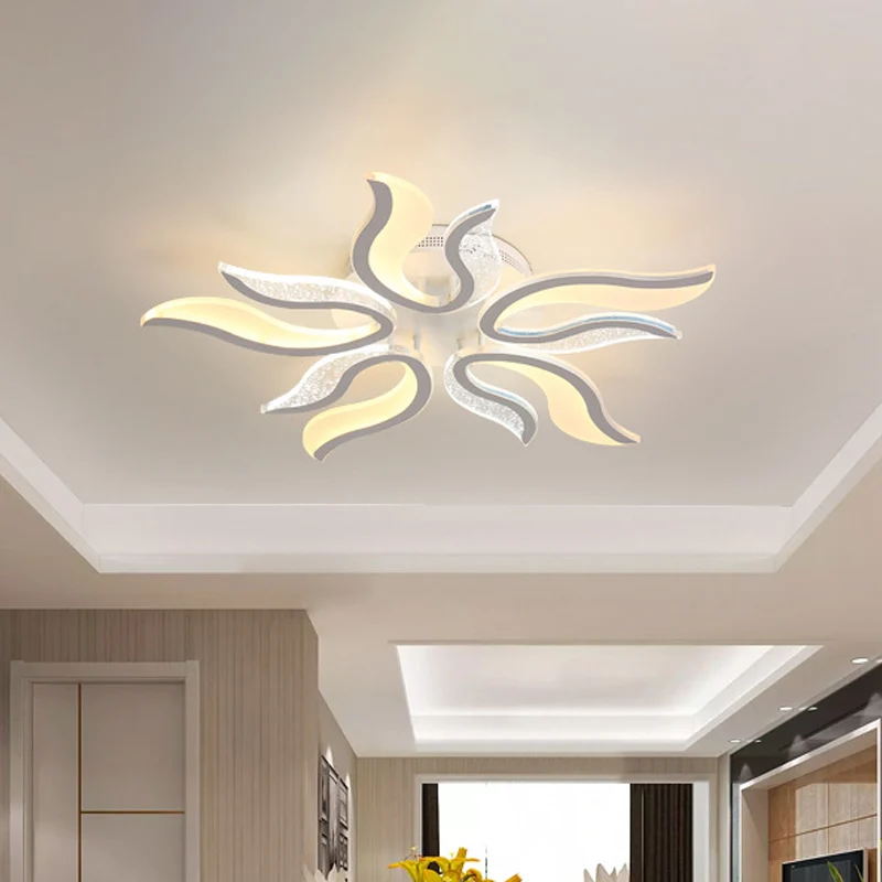 Creatieve moderne vlambloem plafondarmatuur acryl slaapkamer LED semi-inbouwlamp warm/wit licht, 31,5"/39"/49" breed Clear...