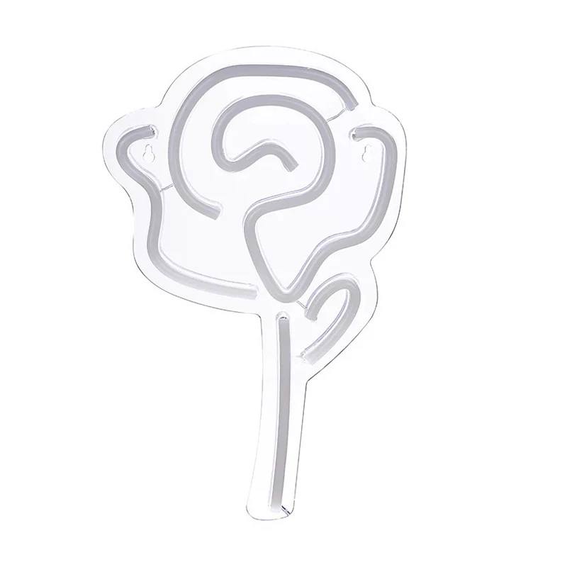 Creatieve Rose nachtverlichting kunststof meisjesslaapkamer LED-wandnachtlamp wit Clearhalo