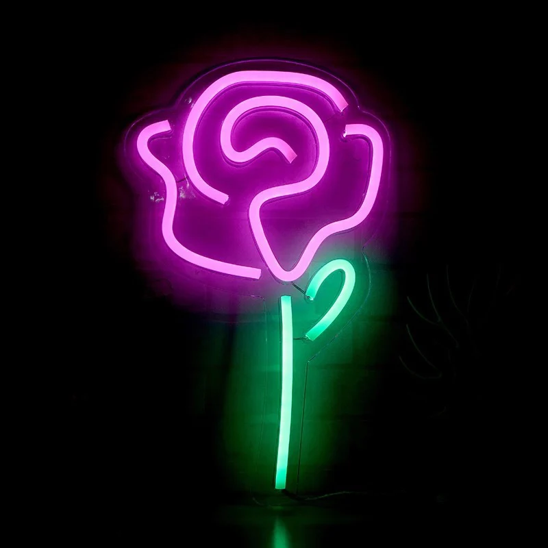 Creatieve Rose nachtverlichting kunststof meisjesslaapkamer LED-wandnachtlamp wit Clearhalo