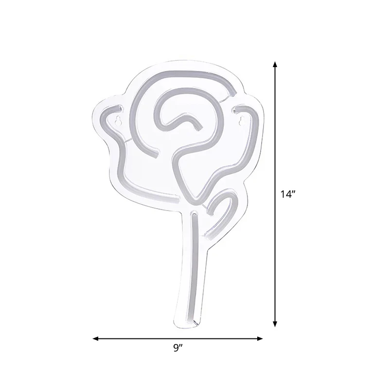 Creatieve Rose nachtverlichting kunststof meisjesslaapkamer LED-wandnachtlamp wit Clearhalo