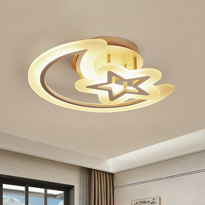 Crescent en Star LED semi-inbouwlicht Moderne stijl acryl slaapkamer plafondinbouw Clearhalo