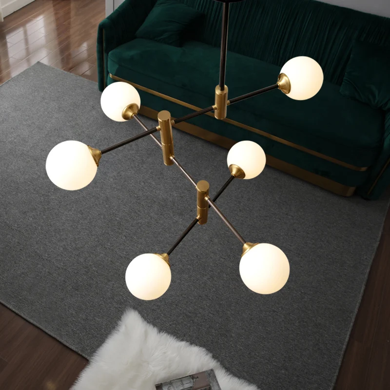 Crème glazen bubbelkroonluchter licht eigentijds 6 lampen plafondophanglamp voor eetkamer Clearhalo