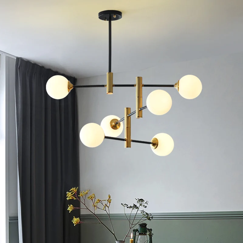 Crème glazen bubbelkroonluchter licht eigentijds 6 lampen plafondophanglamp voor eetkamer Clearhalo