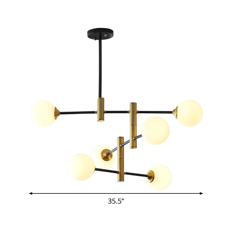 Crème glazen bubbelkroonluchter licht eigentijds 6 lampen plafondophanglamp voor eetkamer Clearhalo