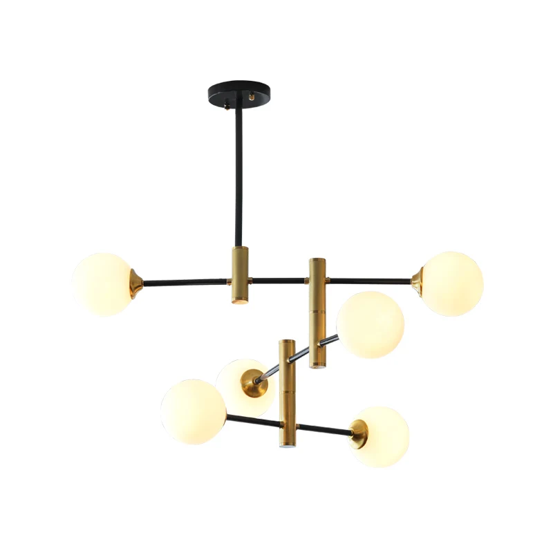 Crème glazen bubbelkroonluchter licht eigentijds 6 lampen plafondophanglamp voor eetkamer Clearhalo