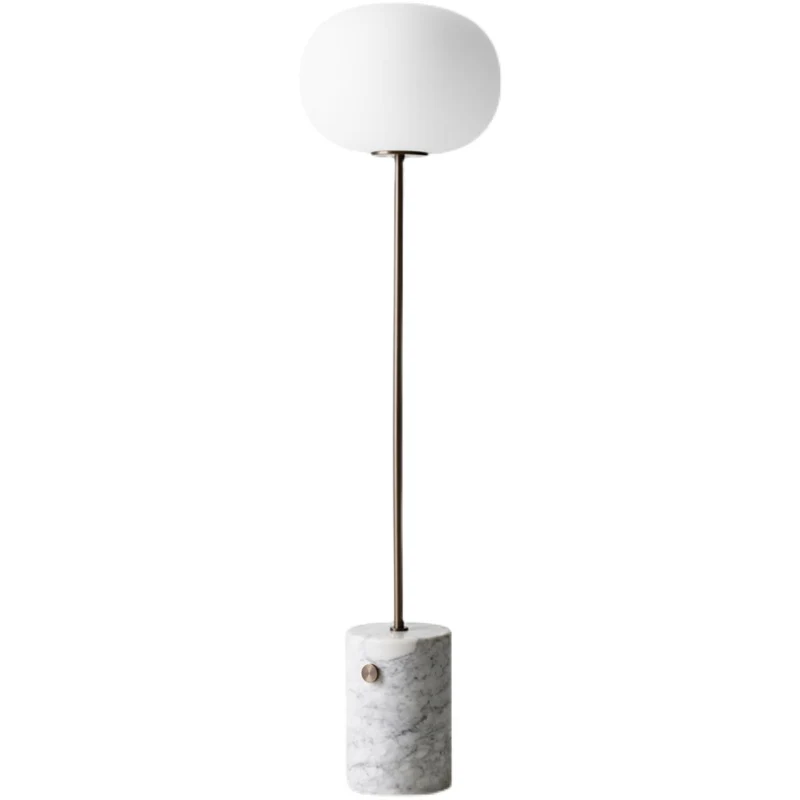 Crèmekleurige eivormige vloerlamp Minimalistische staande lamp met één lamp en cilindrische marmeren voet Clearhalo