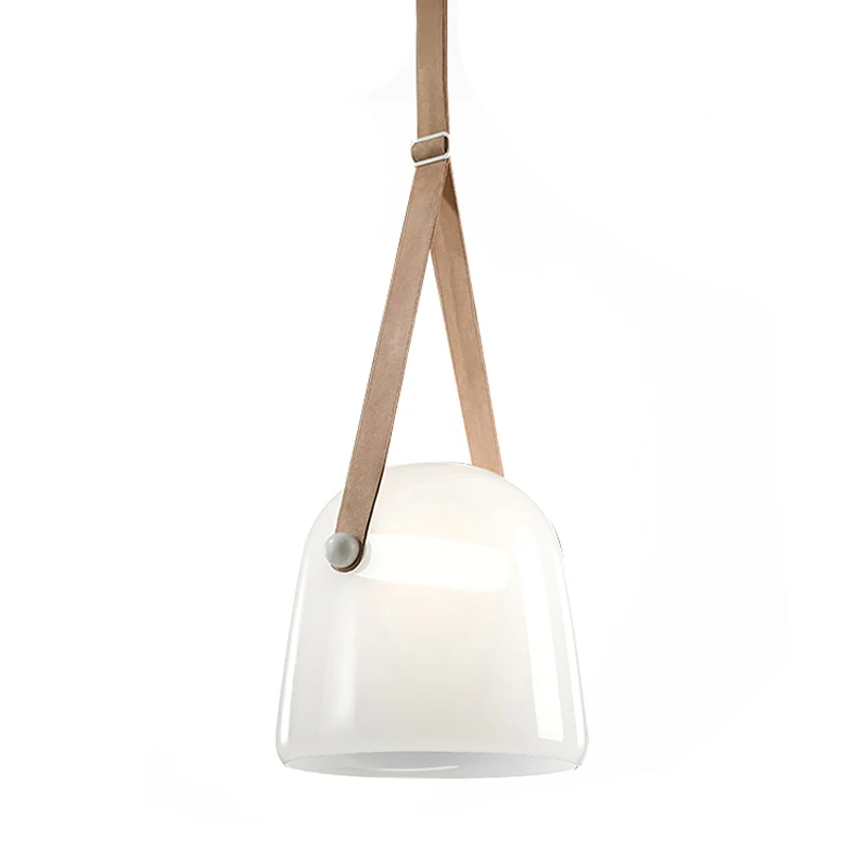 Crème/rookgrijze glazen stolphanger Postmodern 1 lamp Zwart/beige hangende plafondlamp met gesp Clearhalo