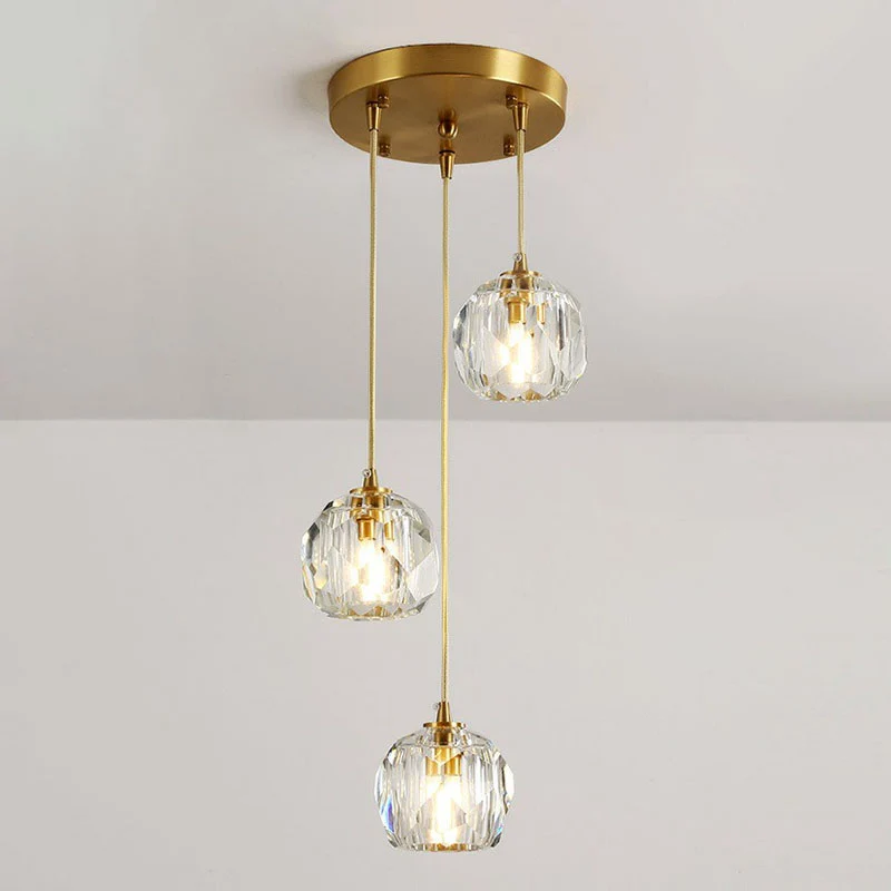 K9 Crystal Cluster Ball Hanglamp Postmoderne gouden afwerking Hanglamp voor trap Clearhalo
