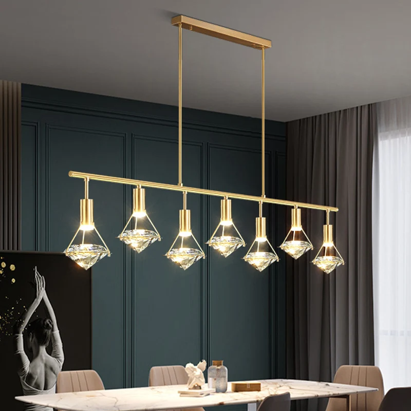Crystal Diamond Island Lighting postmoderne LED-hanglamp met gouden afwerking Clearhalo