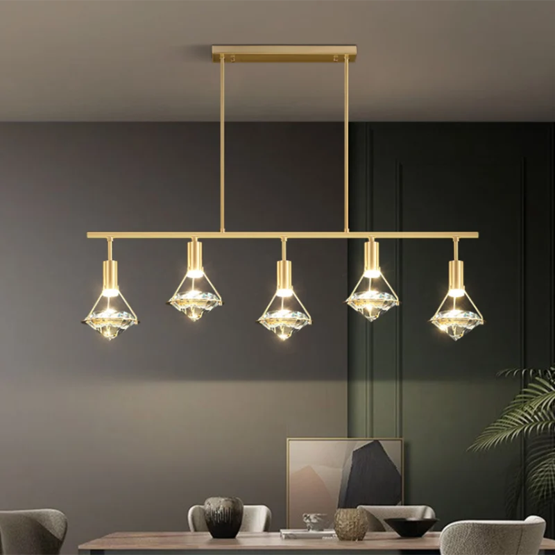 Crystal Diamond Island Lighting postmoderne LED-hanglamp met gouden afwerking Clearhalo