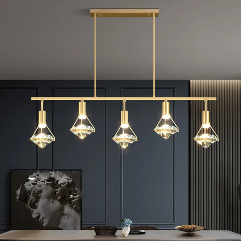 Crystal Diamond Island Lighting postmoderne LED-hanglamp met gouden afwerking Clearhalo
