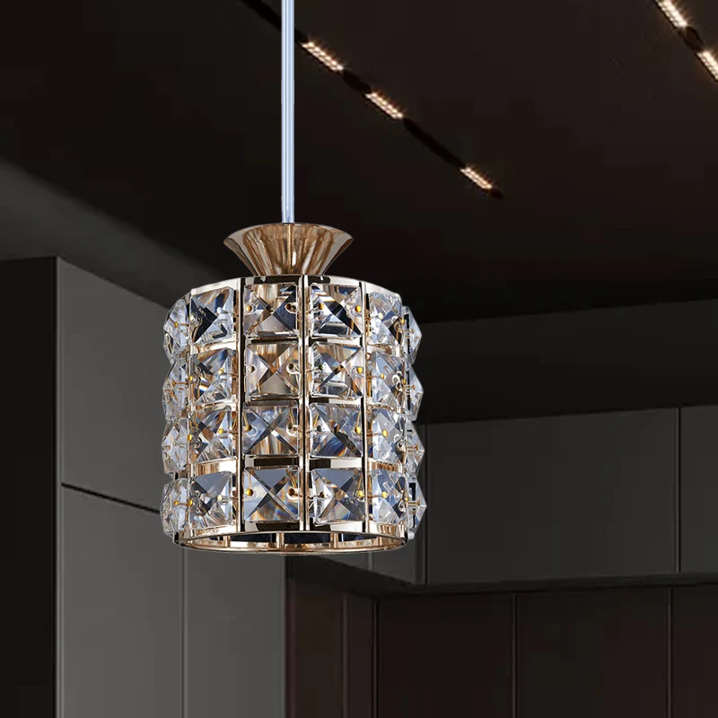 Crystal Drum hanglamp metalen frame plafondlamp voor balkon Clearhalo