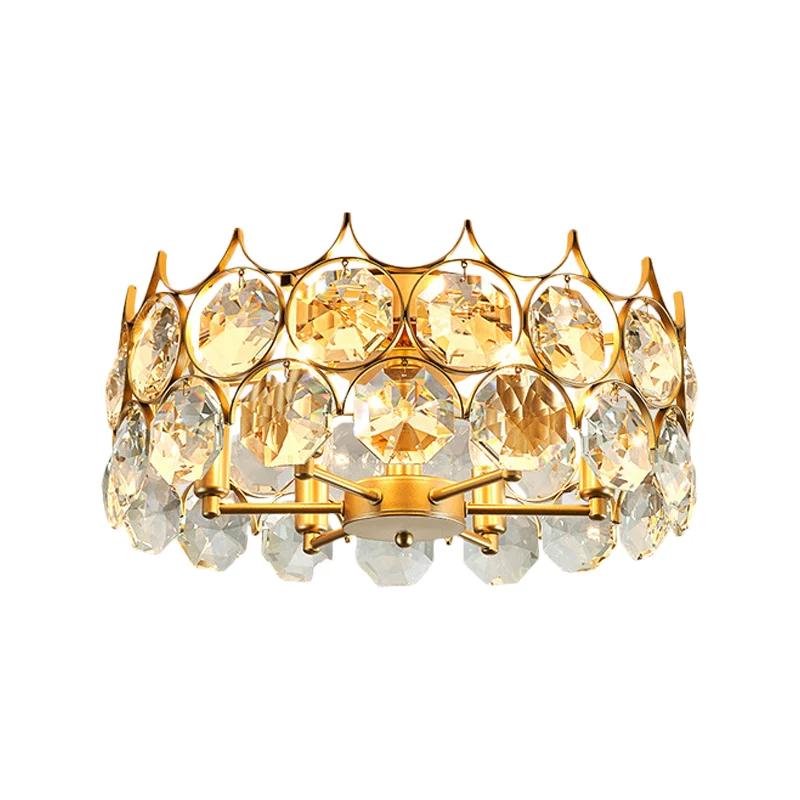 Crystal Gold semi-inbouwlamp Crown 6-kops eigentijds plafondgemonteerd armatuur Clearhalo