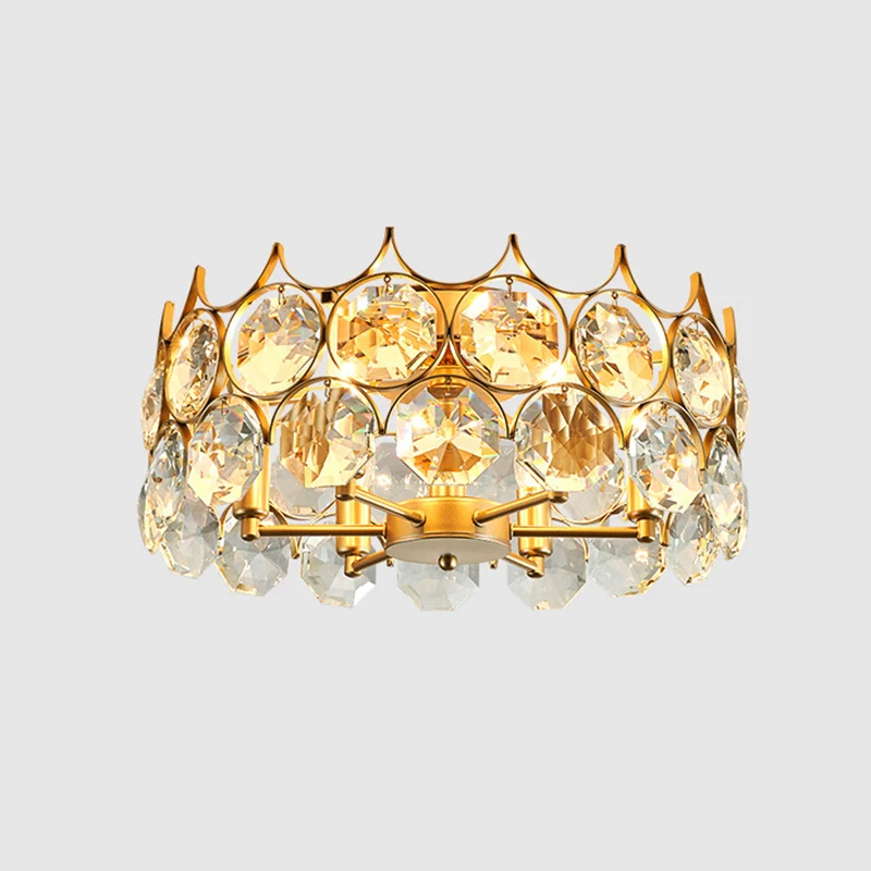 Crystal Gold semi-inbouwlamp Crown 6-kops eigentijds plafondgemonteerd armatuur Clearhalo