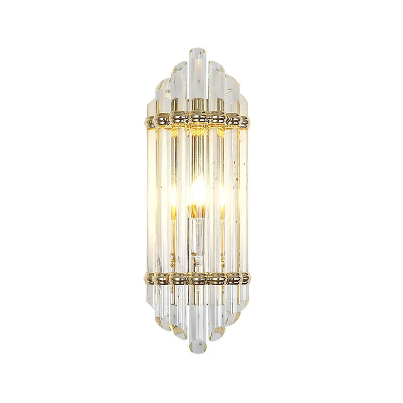 Crystal Pipe Flush Wall Sconce Mid Century 1 Light Wandlamp Sconce helder voor woonkamer Clearhalo
