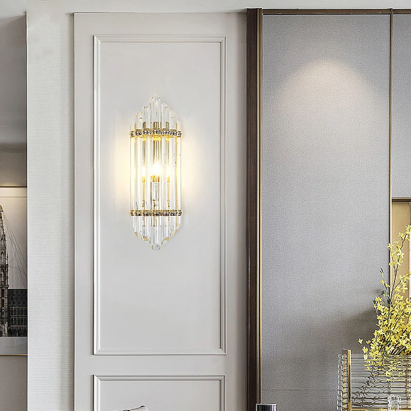 Crystal Pipe Flush Wall Sconce Mid Century 1 Light Wandlamp Sconce helder voor woonkamer Clearhalo