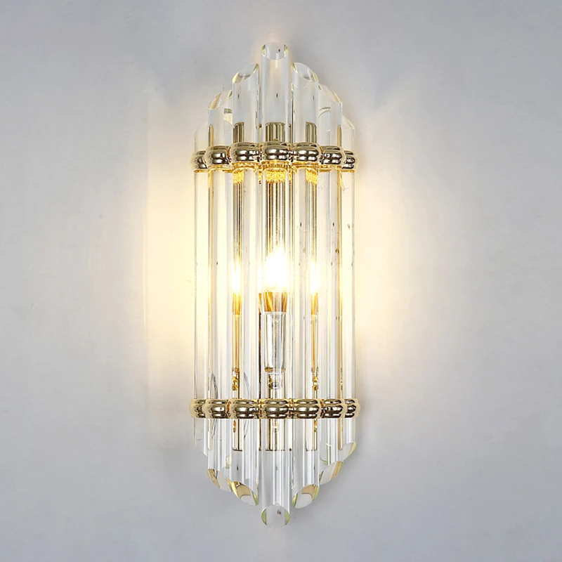 Crystal Pipe Flush Wall Sconce Mid Century 1 Light Wandlamp Sconce helder voor woonkamer Clearhalo